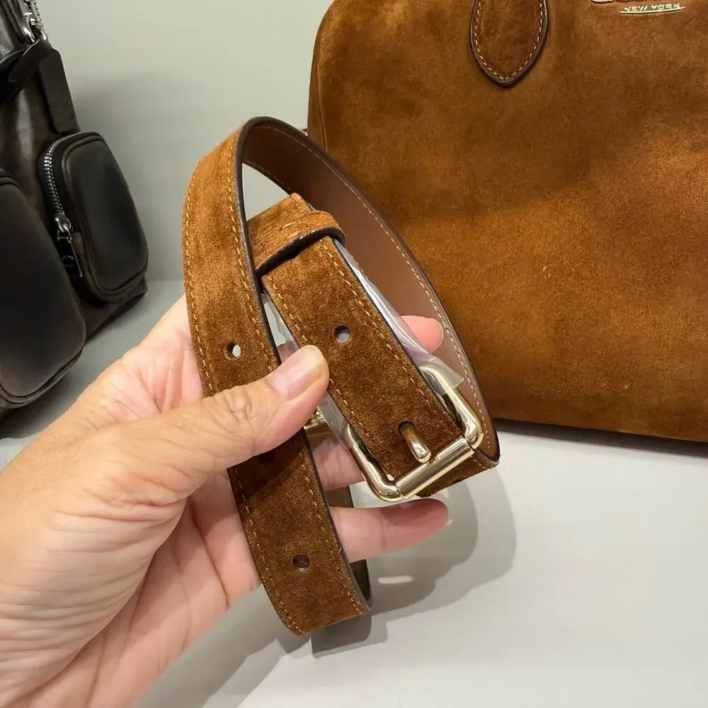 NEW‼️Coach Rowan Large Satchel Bag CET42 suede/Gold/Warm Brown